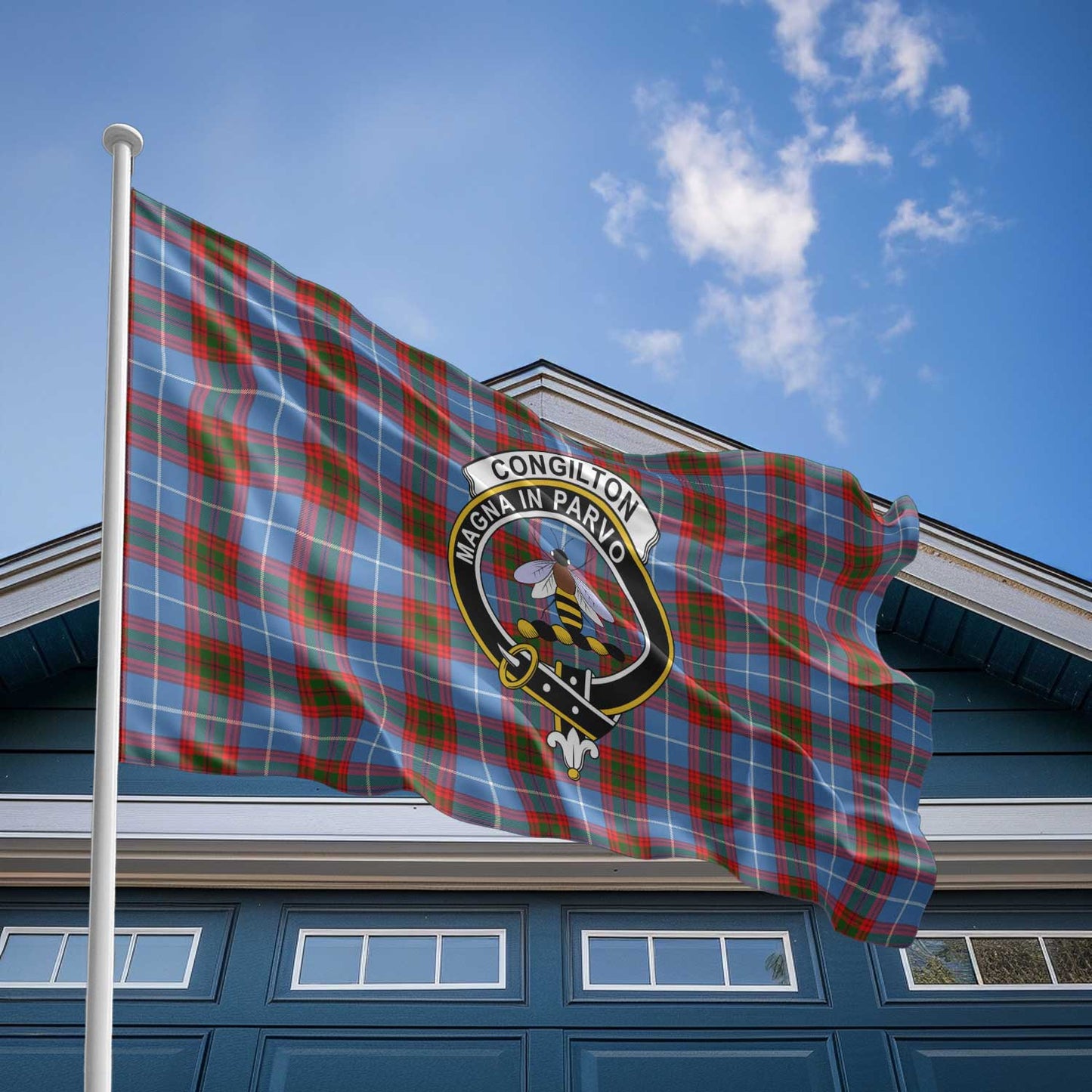 Clan Congilton Tartan Flag Crest And Plaid Basic Style