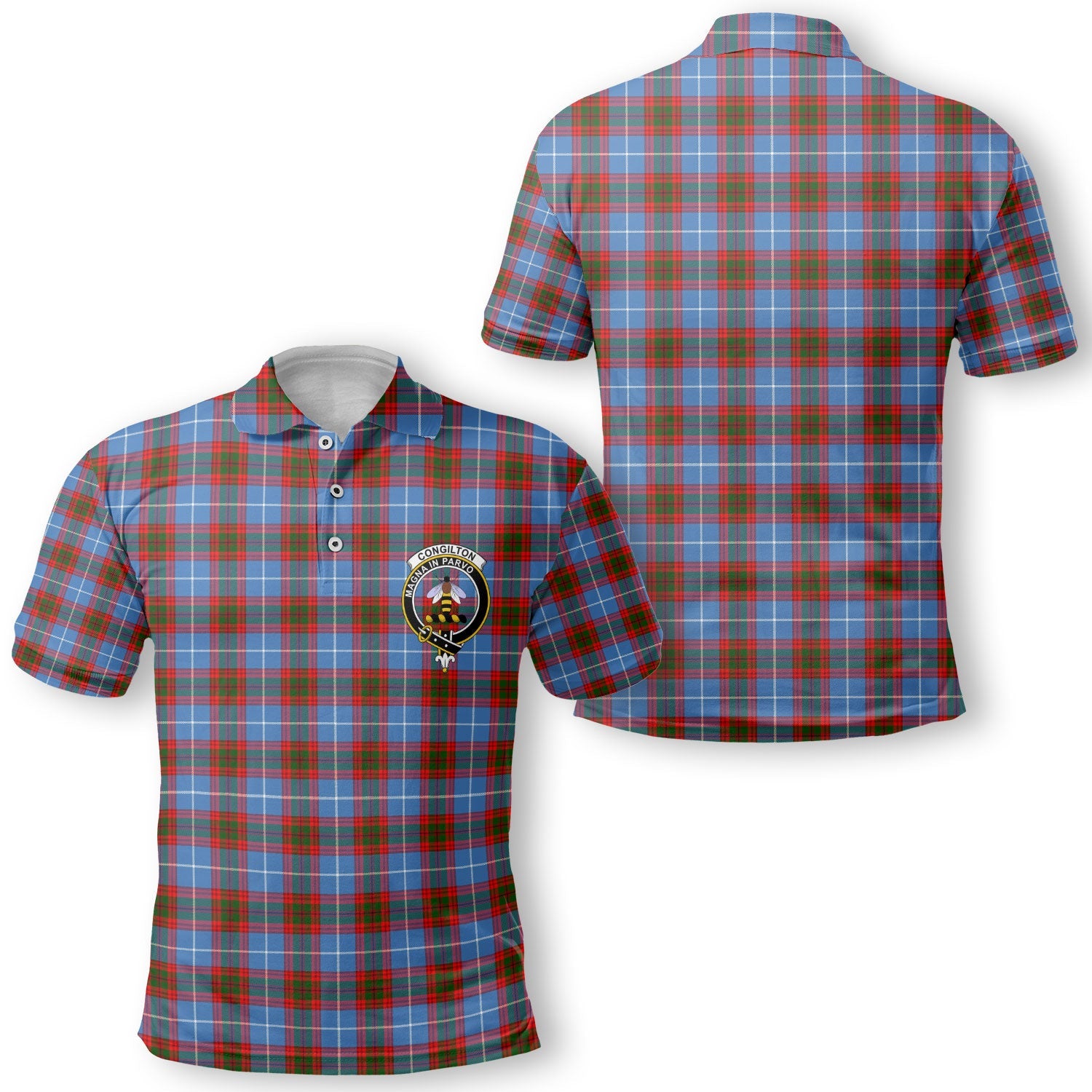 Clan Congilton Tartan Golf Men Polo Shirt Crest And Plaid Basic Style