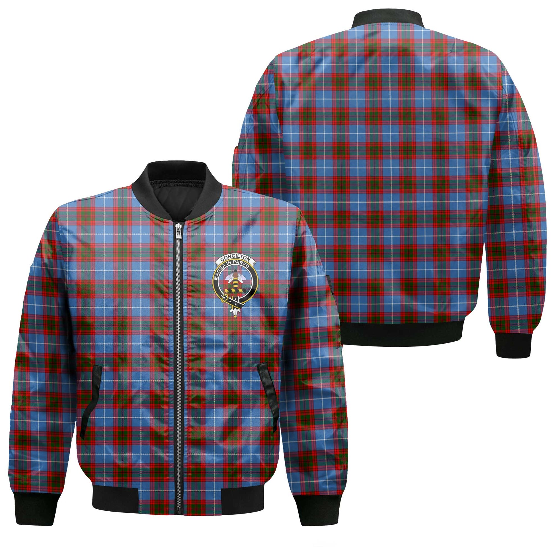 Clan Congilton Tartan Men Bomber Jacket Crest And Plaid Basic Style