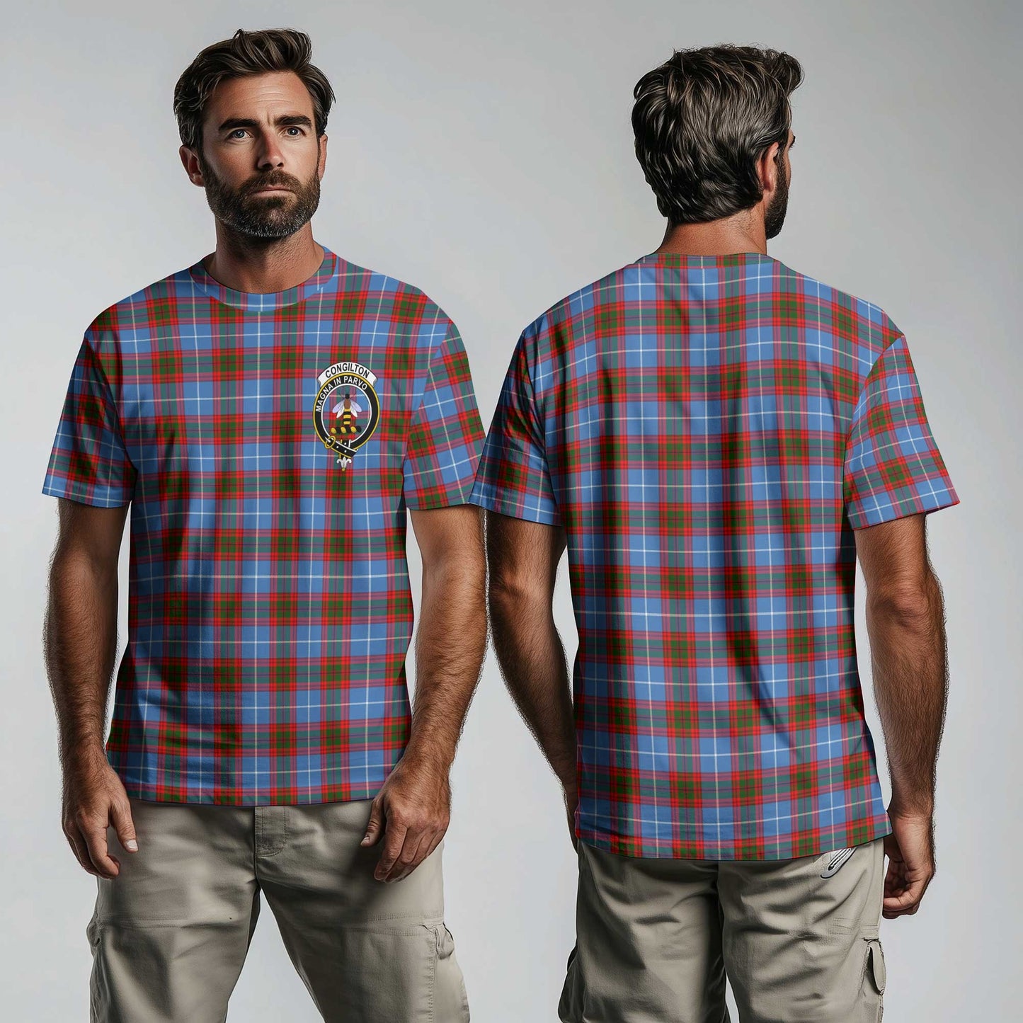 Clan Congilton Tartan Men T Shirt Crest And Plaid Basic Style