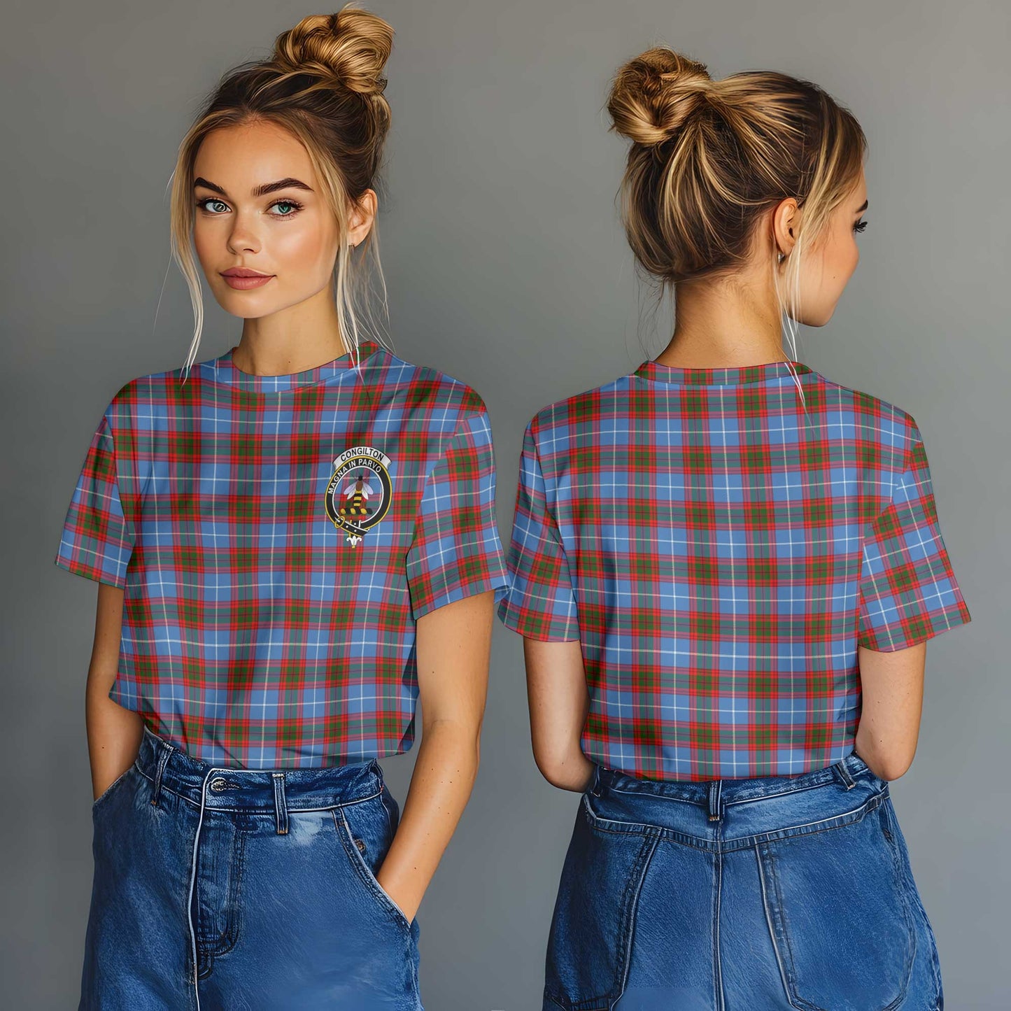 Clan Congilton Tartan Women T Shirt Crest And Plaid Basic Style