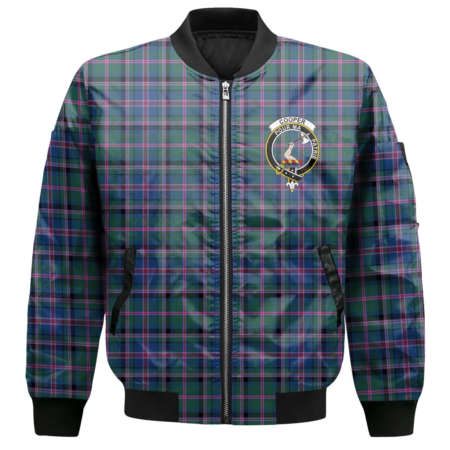 Clan Cooper Tartan Men Bomber Jacket Crest And Plaid Basic Style