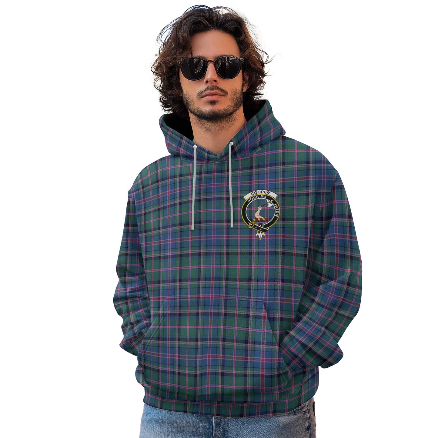 Clan Cooper Tartan Men Hoodie Crest And Plaid Basic Style