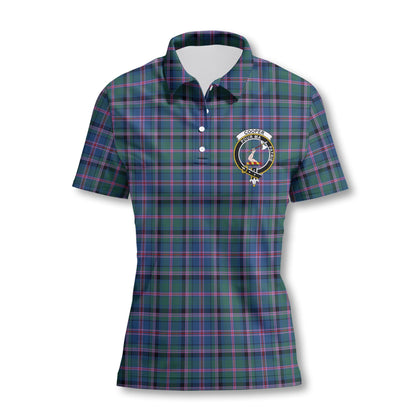 Clan Cooper Tartan Women Polo Shirt Crest And Plaid Basic Style