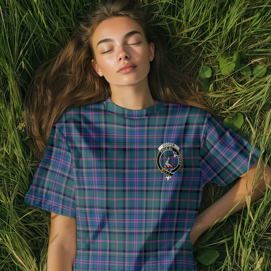 Clan Cooper Tartan Women T Shirt Crest And Plaid Basic Style