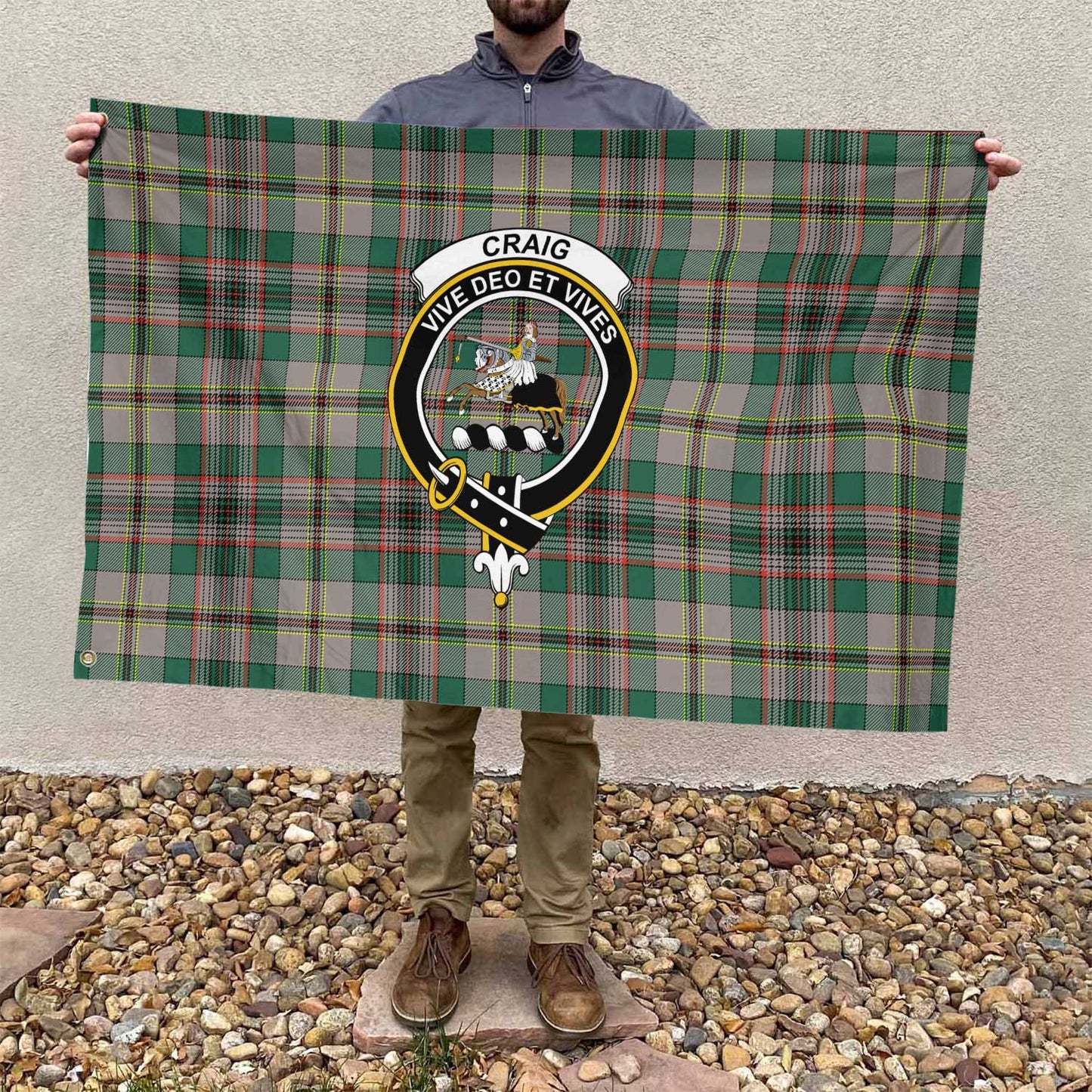 Clan Craig Tartan Flag Crest And Plaid Basic Style