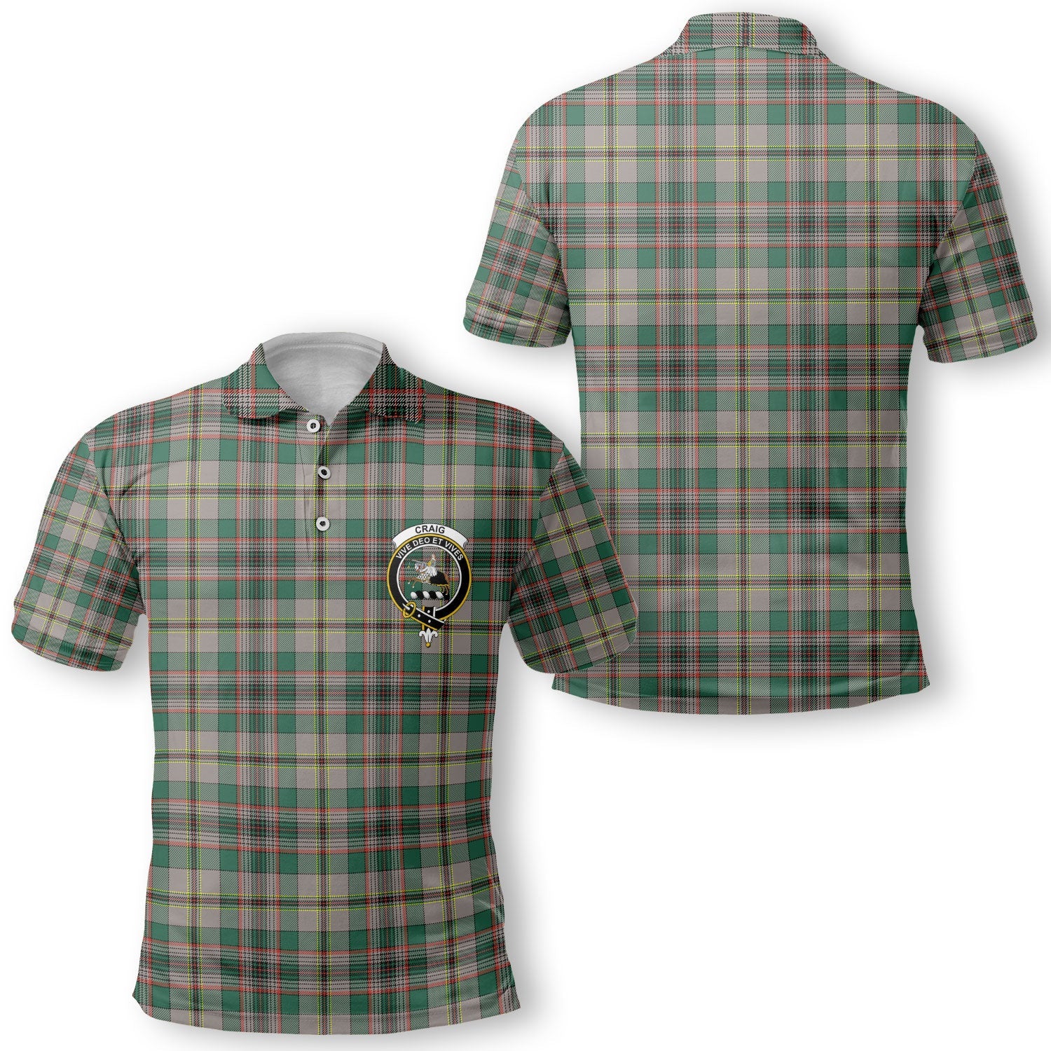 Clan Craig Tartan Golf Men Polo Shirt Crest And Plaid Basic Style