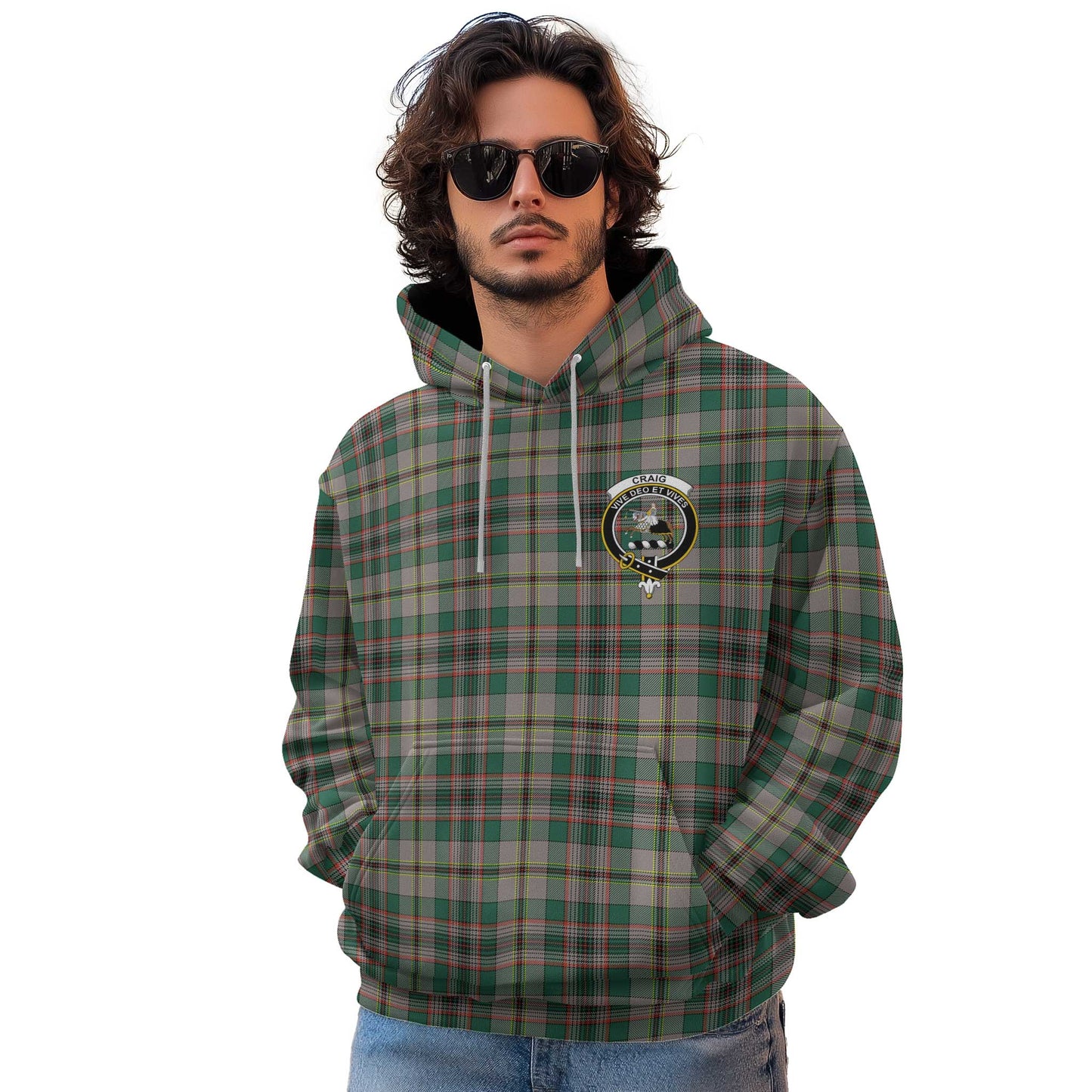 Clan Craig Tartan Men Hoodie Crest And Plaid Basic Style