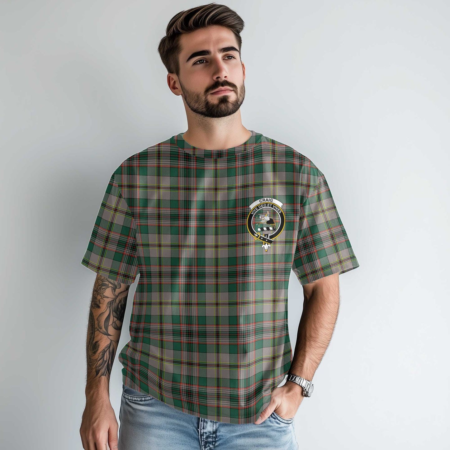 Clan Craig Tartan Men T Shirt Crest And Plaid Basic Style