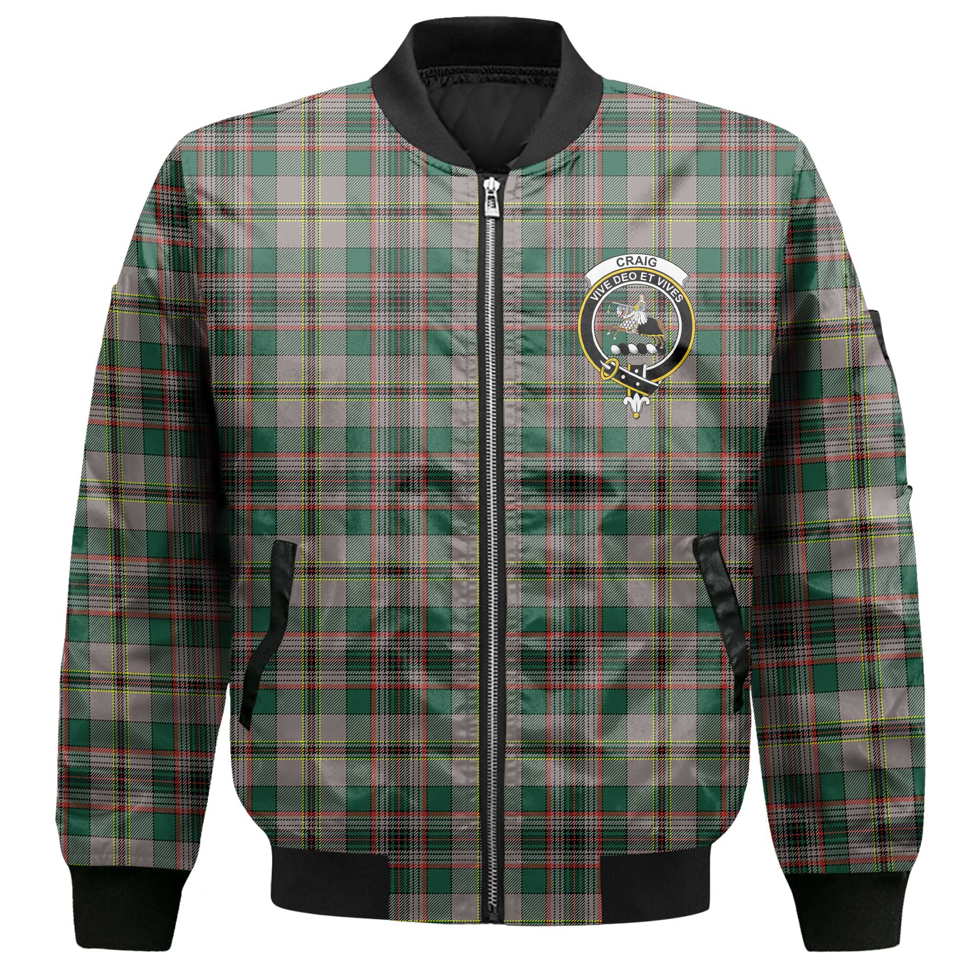 Clan Craig Tartan Women Bomber Jacket Crest And Plaid Basic Style