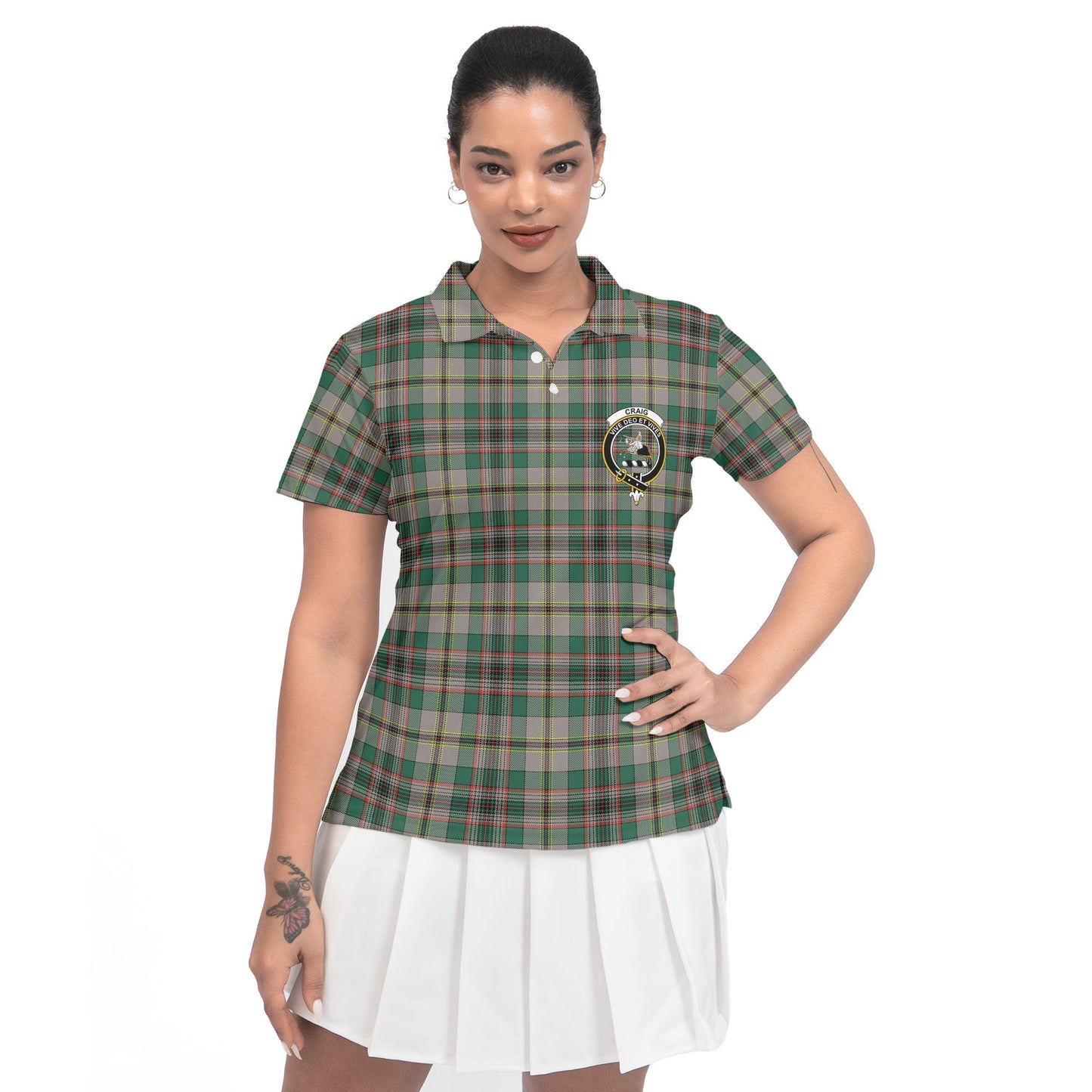 Clan Craig Tartan Women Polo Shirt Crest And Plaid Basic Style