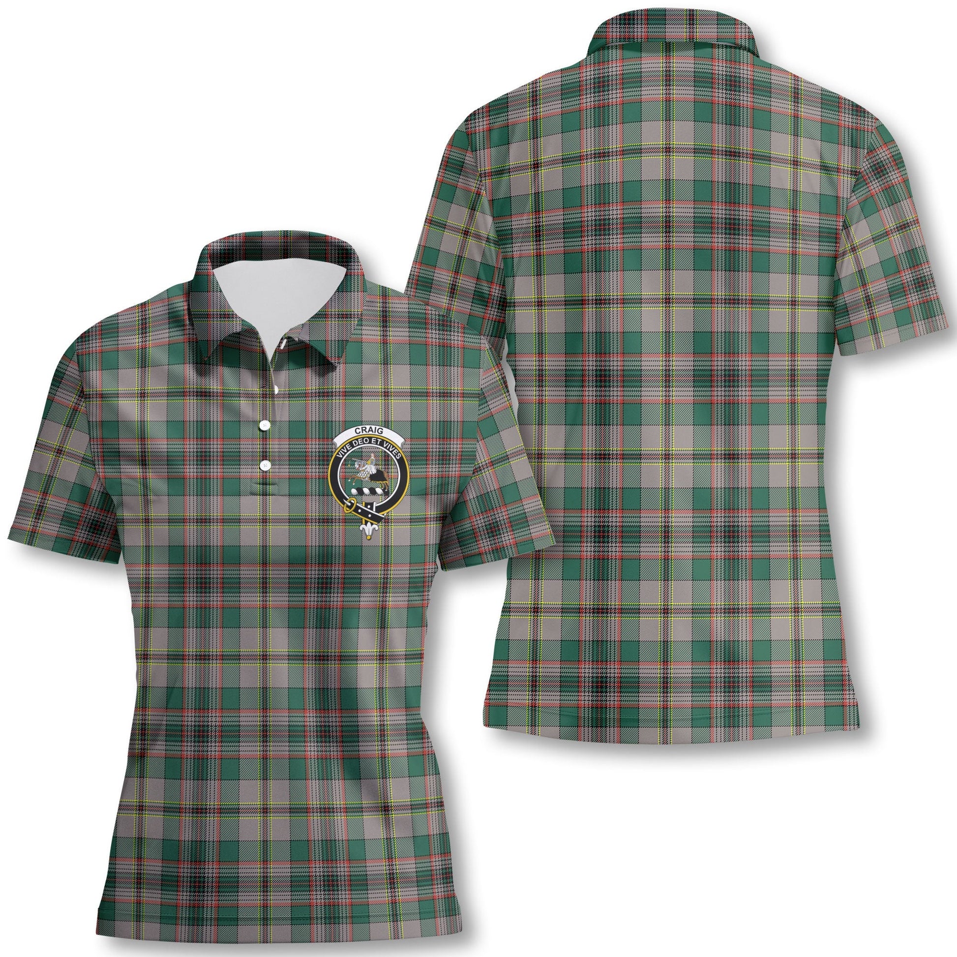 Clan Craig Tartan Women Polo Shirt Crest And Plaid Basic Style