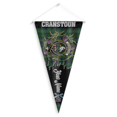 Clan Cranstoun Tartan Felt Pennant Crest And Plaid Basic Style