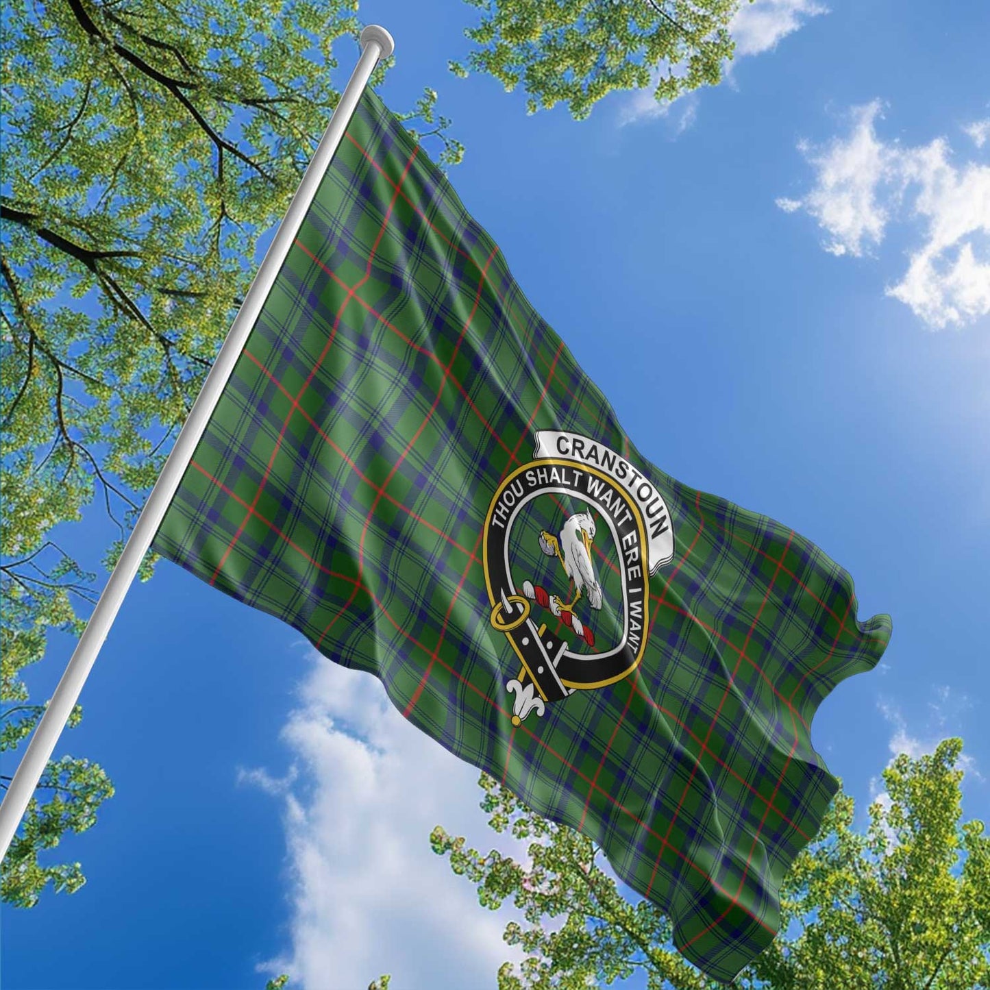 Clan Cranstoun Tartan Flag Crest And Plaid Basic Style