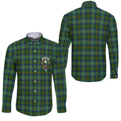 Clan Cranstoun Tartan Long Sleeve Button Shirt Crest And Plaid Basic Style