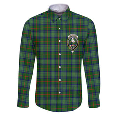 Clan Cranstoun Tartan Long Sleeve Button Shirt Crest And Plaid Basic Style