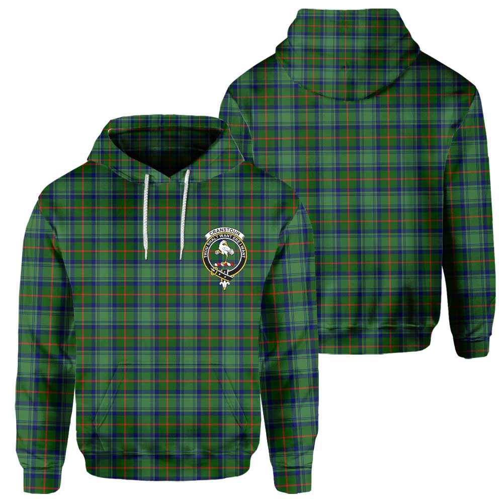 Clan Cranstoun Tartan Men Hoodie Crest And Plaid Basic Style