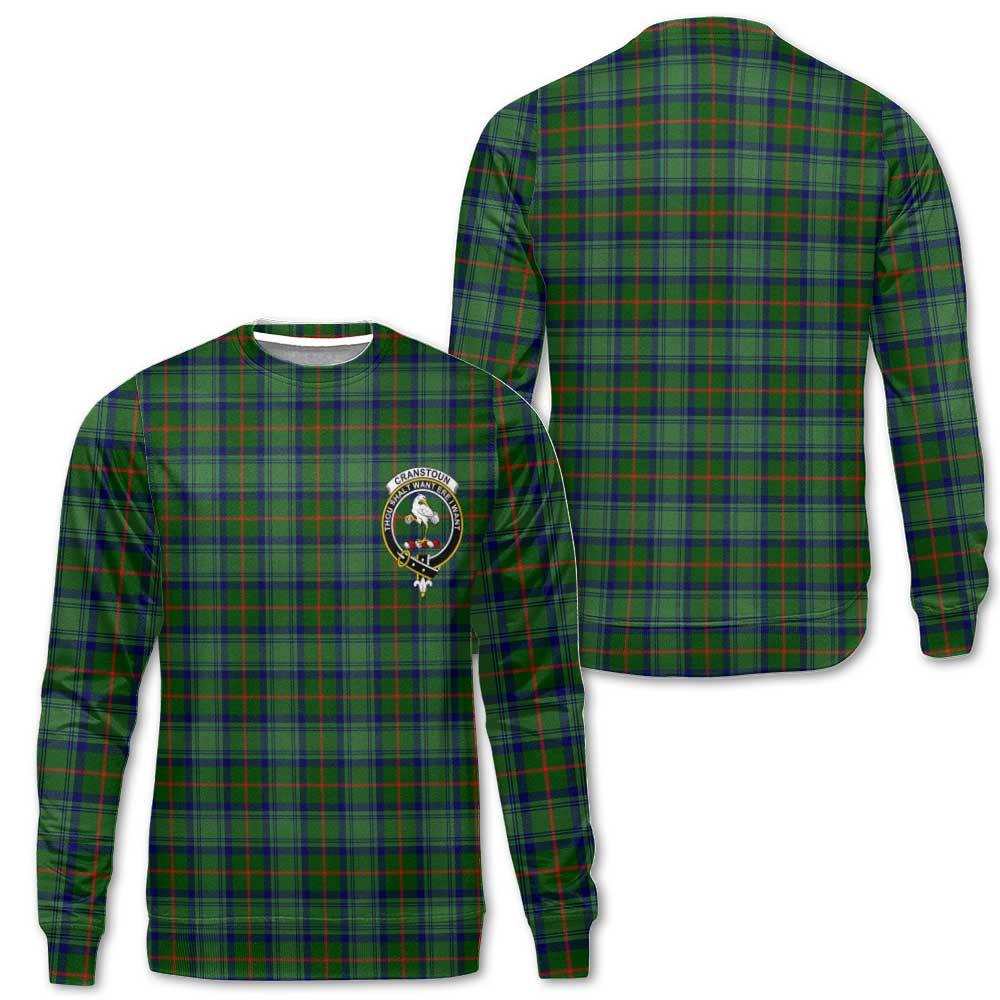 Clan Cranstoun Tartan Men Sweatshirt Crest And Plaid Basic Style