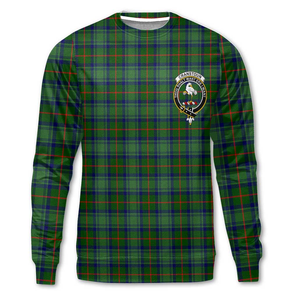 Clan Cranstoun Tartan Men Sweatshirt Crest And Plaid Basic Style