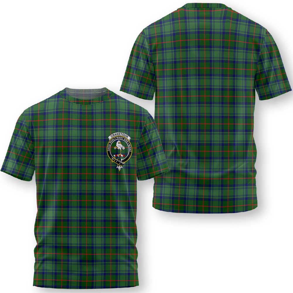 Clan Cranstoun Tartan Men T Shirt Crest And Plaid Basic Style