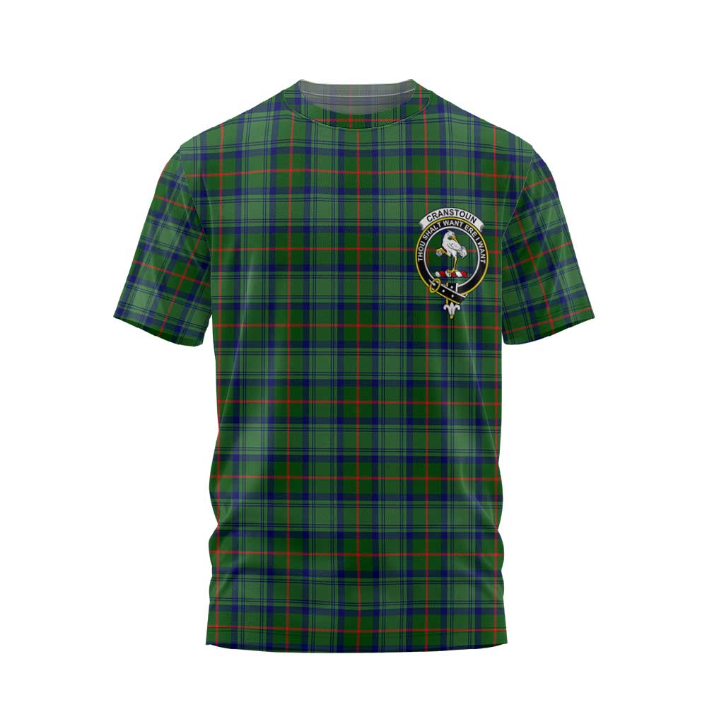 Clan Cranstoun Tartan Men T Shirt Crest And Plaid Basic Style