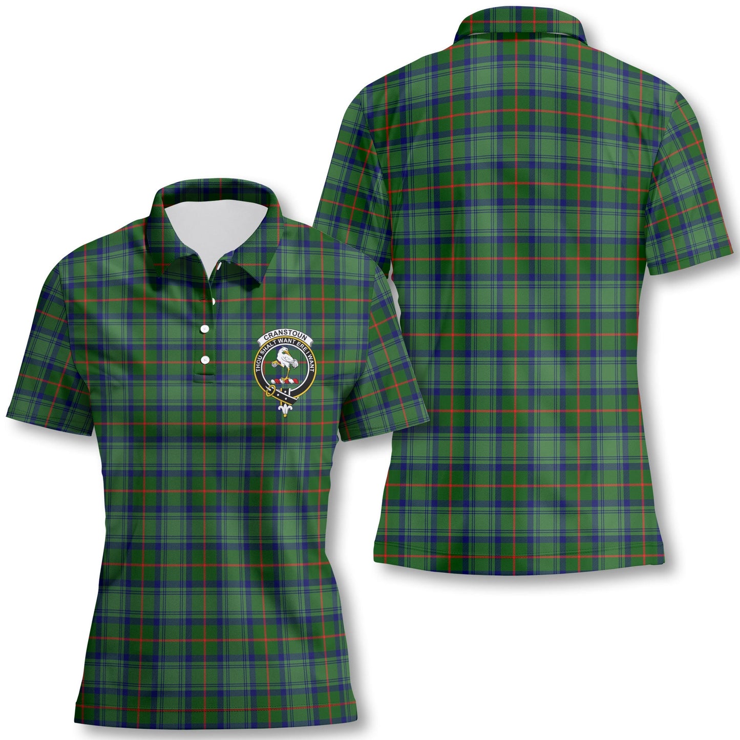 Clan Cranstoun Tartan Women Polo Shirt Crest And Plaid Basic Style