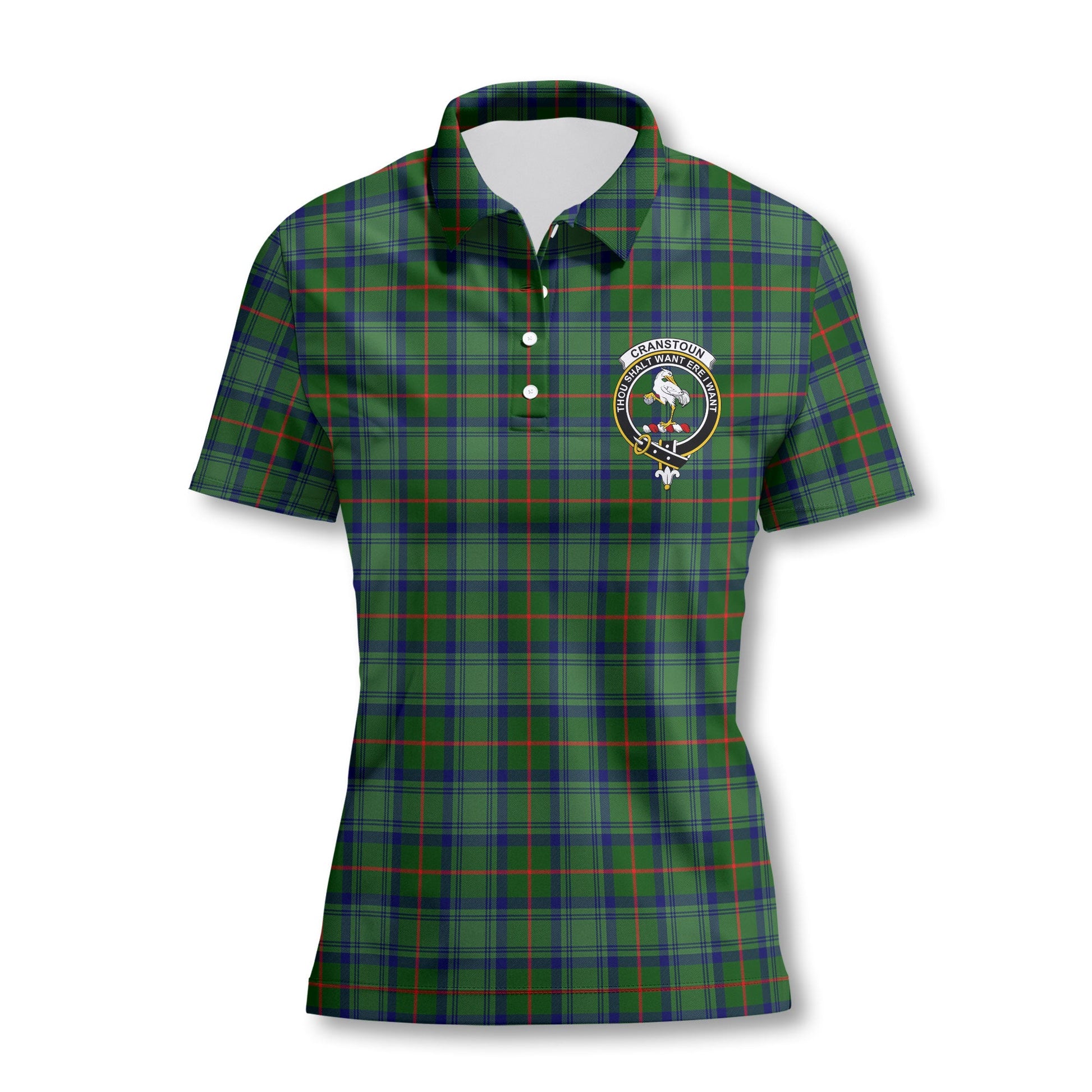 Clan Cranstoun Tartan Women Polo Shirt Crest And Plaid Basic Style