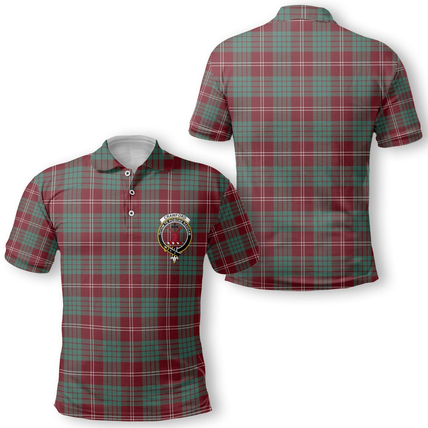 Clan Crawford Tartan Golf Men Polo Shirt Crest And Plaid Basic Style