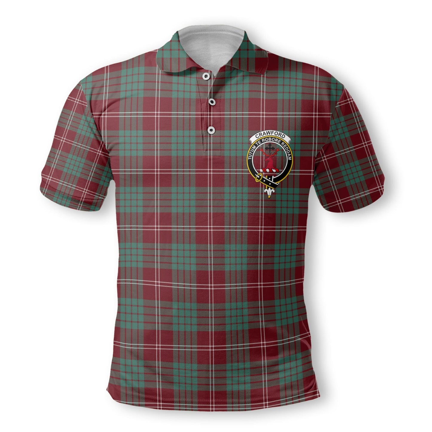 Clan Crawford Tartan Golf Men Polo Shirt Crest And Plaid Basic Style