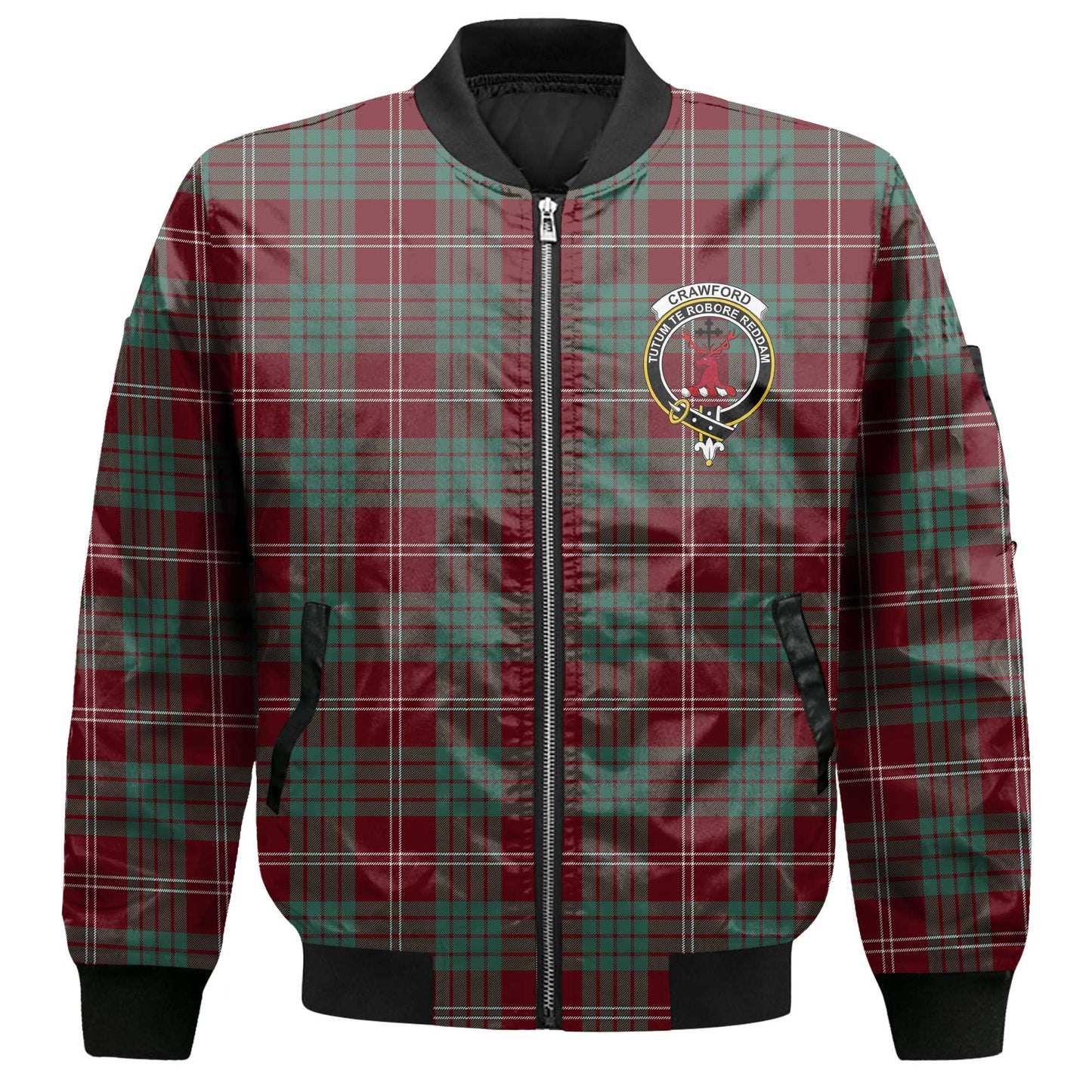 Clan Crawford Tartan Men Bomber Jacket Crest And Plaid Basic Style