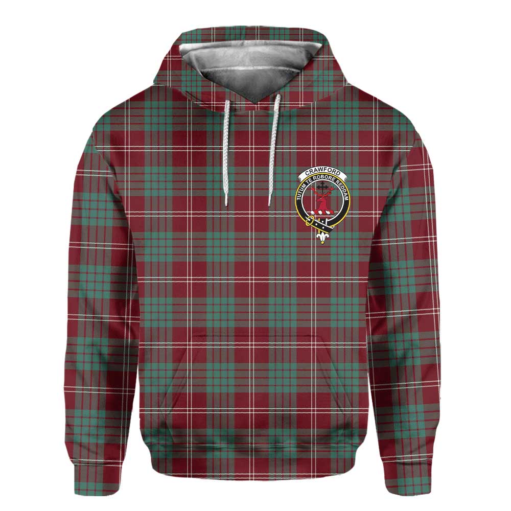 Clan Crawford Tartan Men Hoodie Crest And Plaid Basic Style