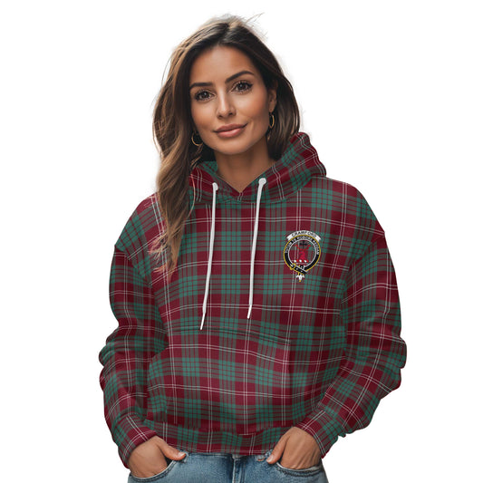 Clan Crawford Tartan Women Hoodie Crest And Plaid Basic Style