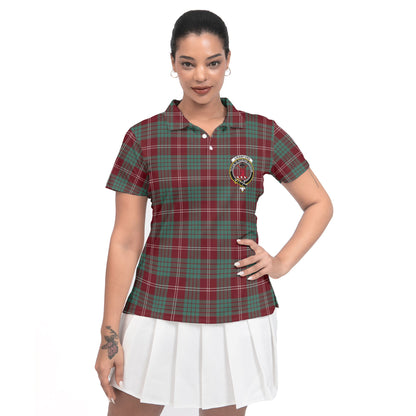 Clan Crawford Tartan Women Polo Shirt Crest And Plaid Basic Style