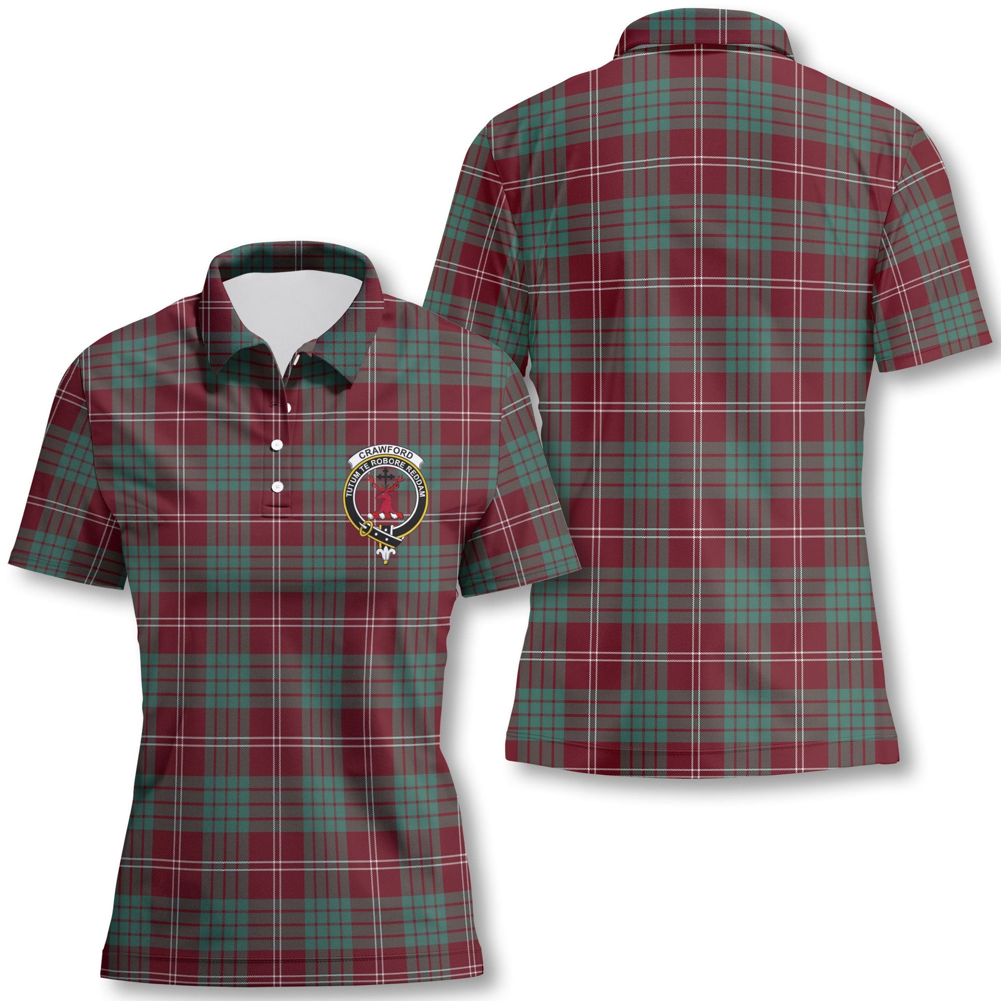 Clan Crawford Tartan Women Polo Shirt Crest And Plaid Basic Style