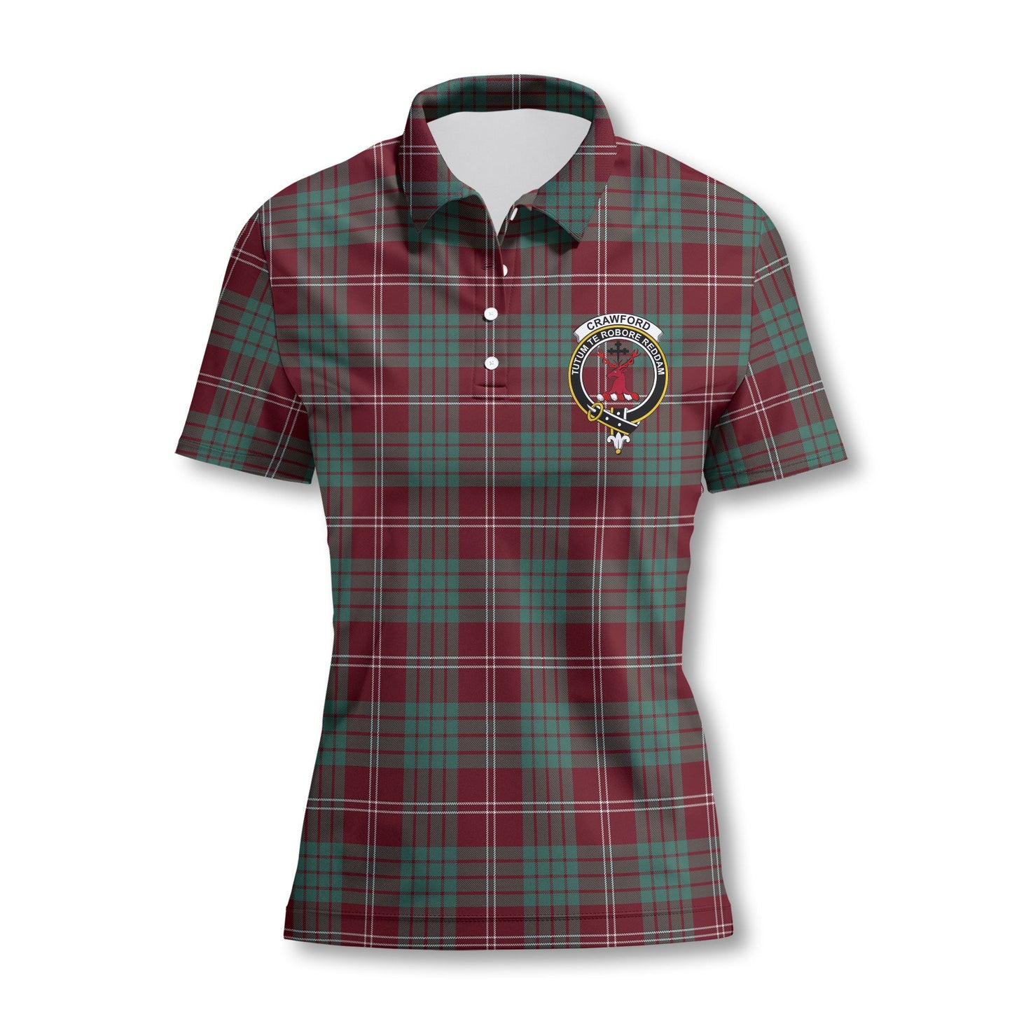 Clan Crawford Tartan Women Polo Shirt Crest And Plaid Basic Style