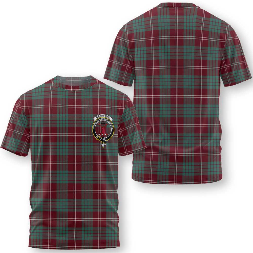 Clan Crawford Tartan Women T Shirt Crest And Plaid Basic Style