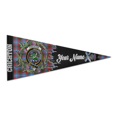Clan Crichton Tartan Felt Pennant Crest And Plaid Basic Style