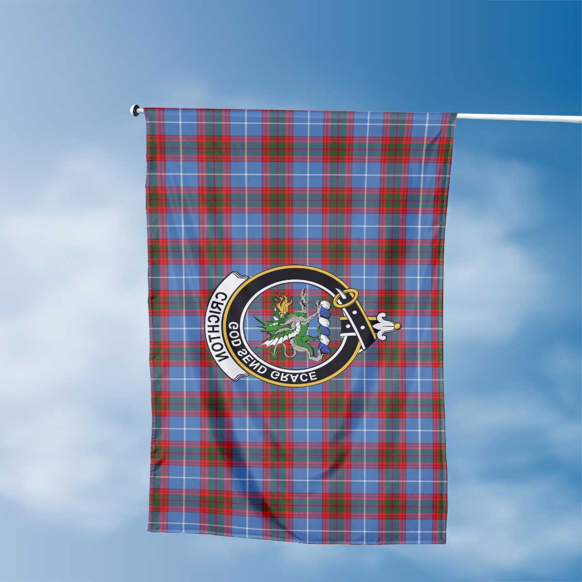 Clan Crichton Tartan Flag Crest And Plaid Basic Style