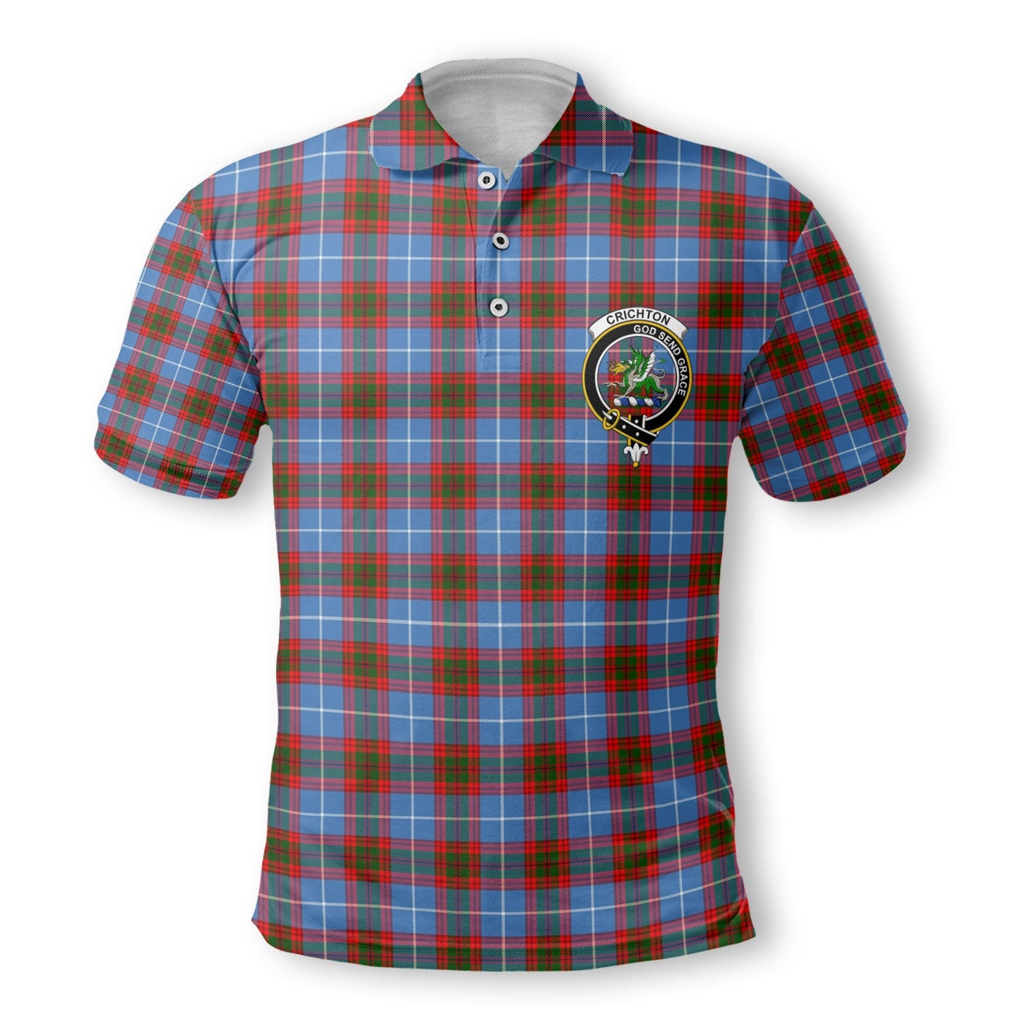 Clan Crichton Tartan Golf Men Polo Shirt Crest And Plaid Basic Style