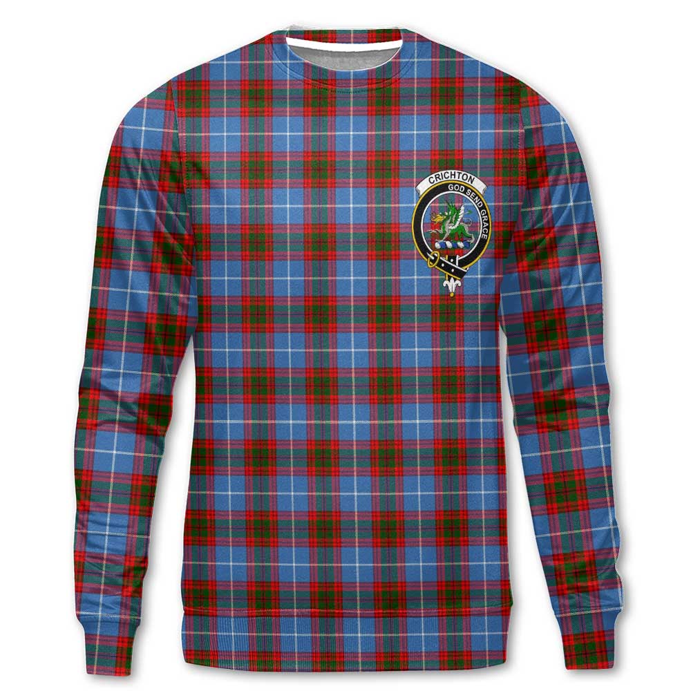 Clan Crichton Tartan Men Sweatshirt Crest And Plaid Basic Style