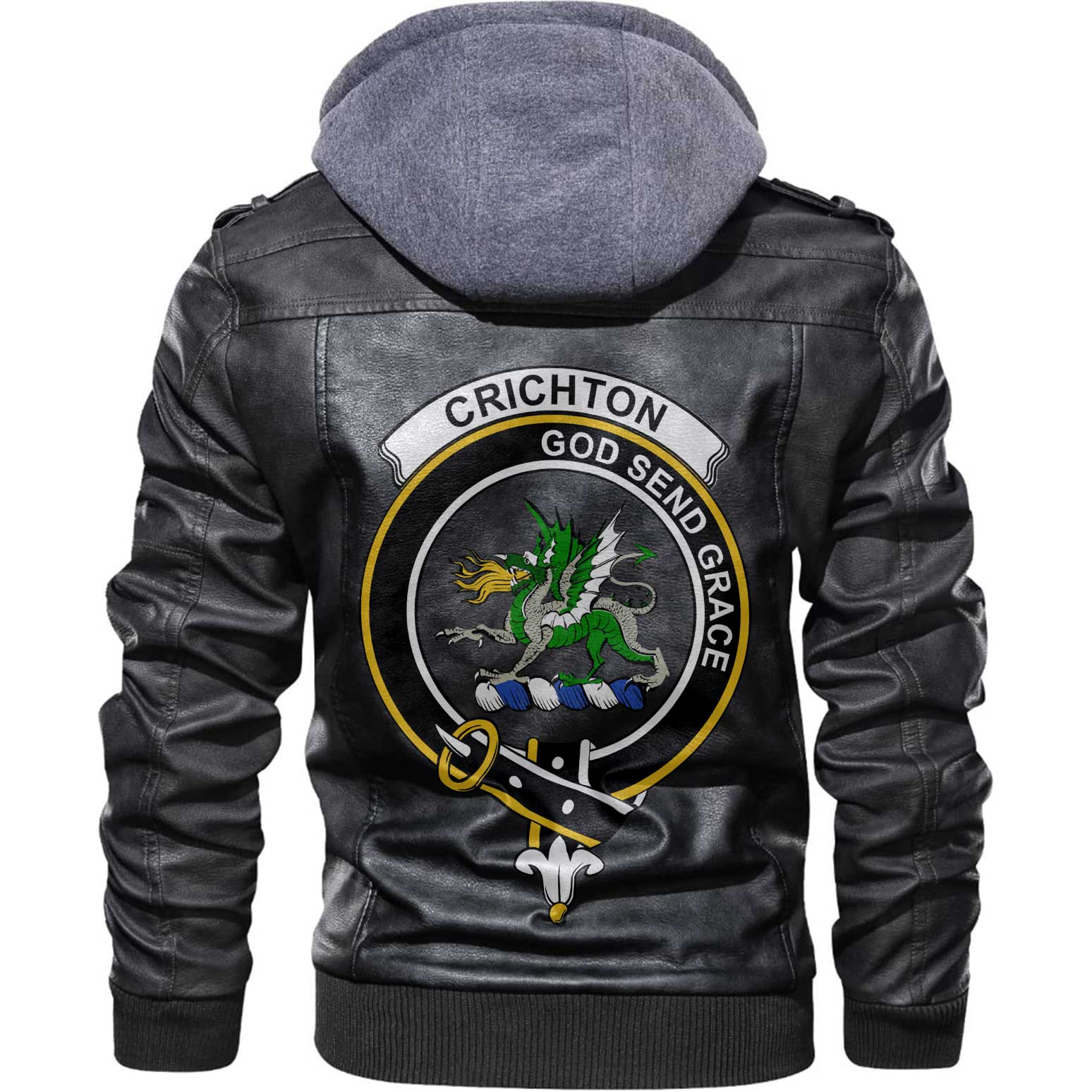 Clan Crichton Tartan Zip Leather Jacket Crest And Plaid Basic Style