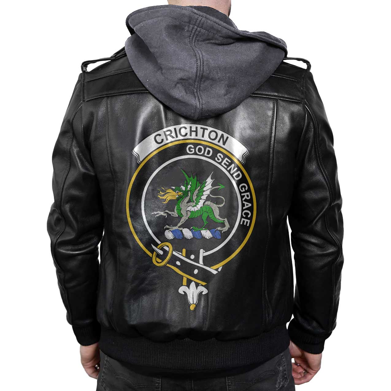 Clan Crichton Tartan Zip Leather Jacket Crest And Plaid Basic Style
