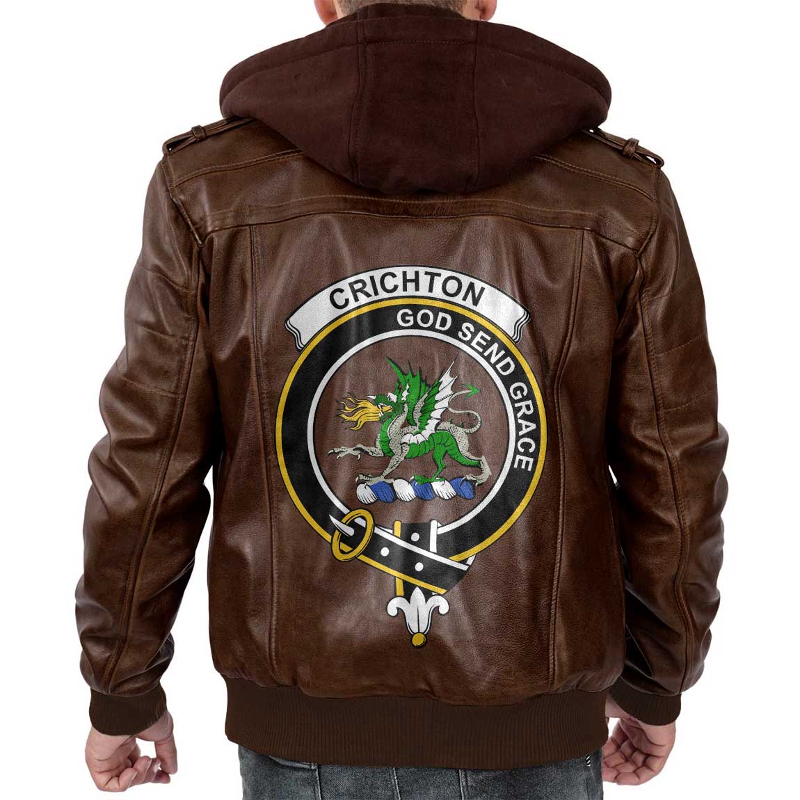 Clan Crichton Tartan Zip Leather Jacket Crest And Plaid Basic Style