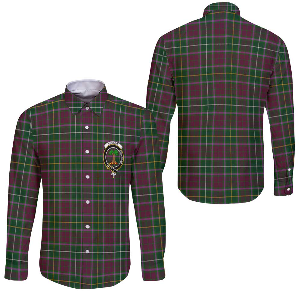 Clan Crosbie Tartan Long Sleeve Button Shirt Crest And Plaid Basic Style