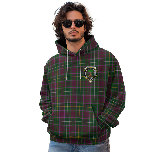 Clan Crosbie Tartan Men Hoodie Crest And Plaid Basic Style