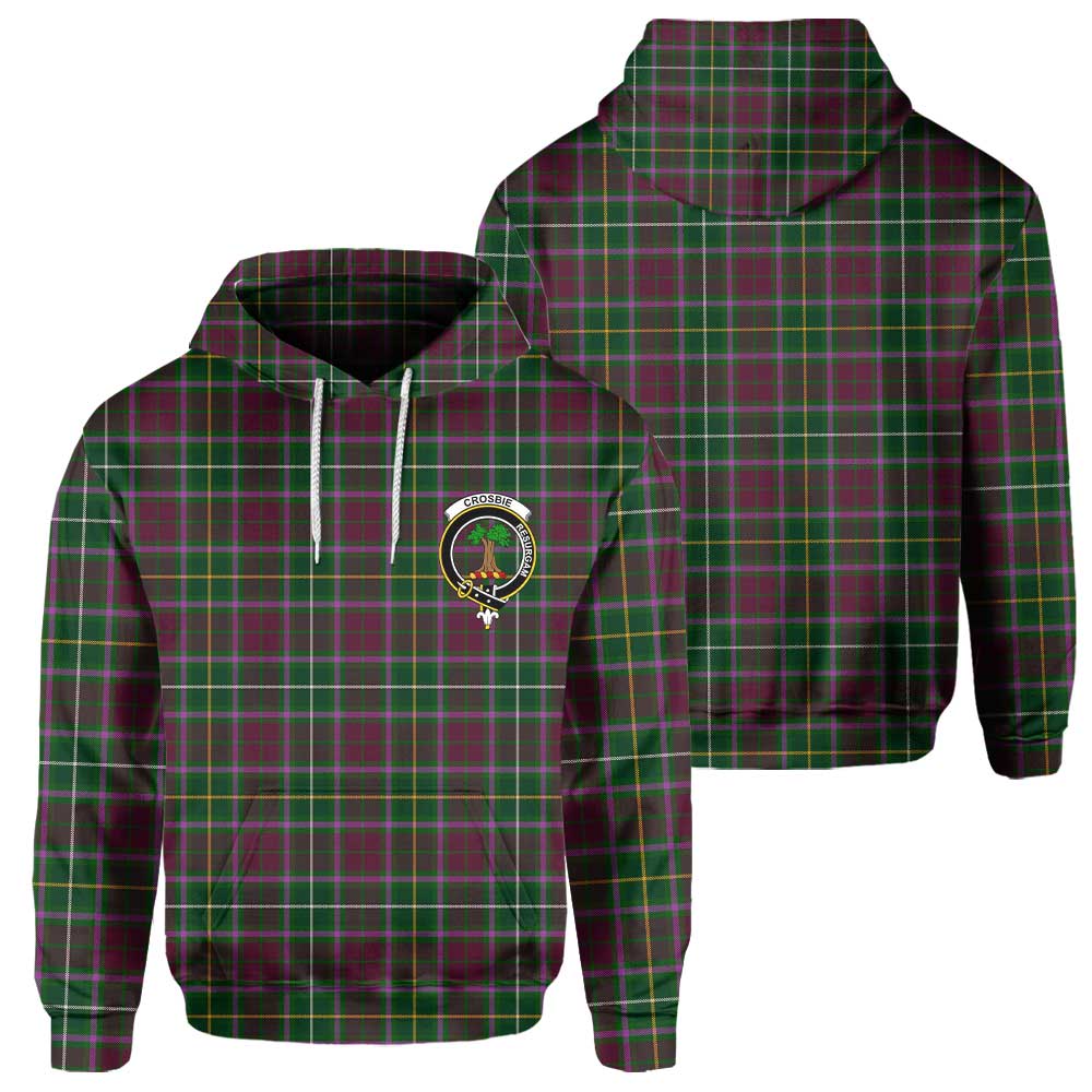 Clan Crosbie Tartan Men Hoodie Crest And Plaid Basic Style