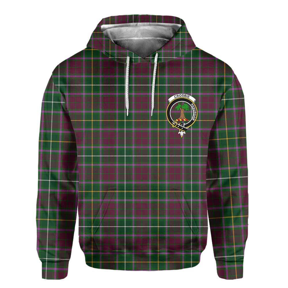 Clan Crosbie Tartan Men Hoodie Crest And Plaid Basic Style