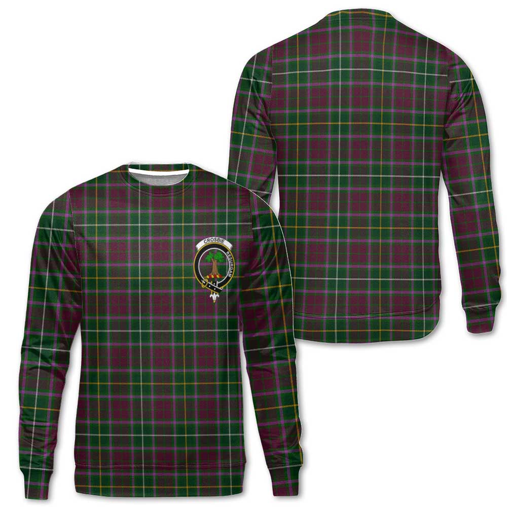 Clan Crosbie Tartan Men Sweatshirt Crest And Plaid Basic Style