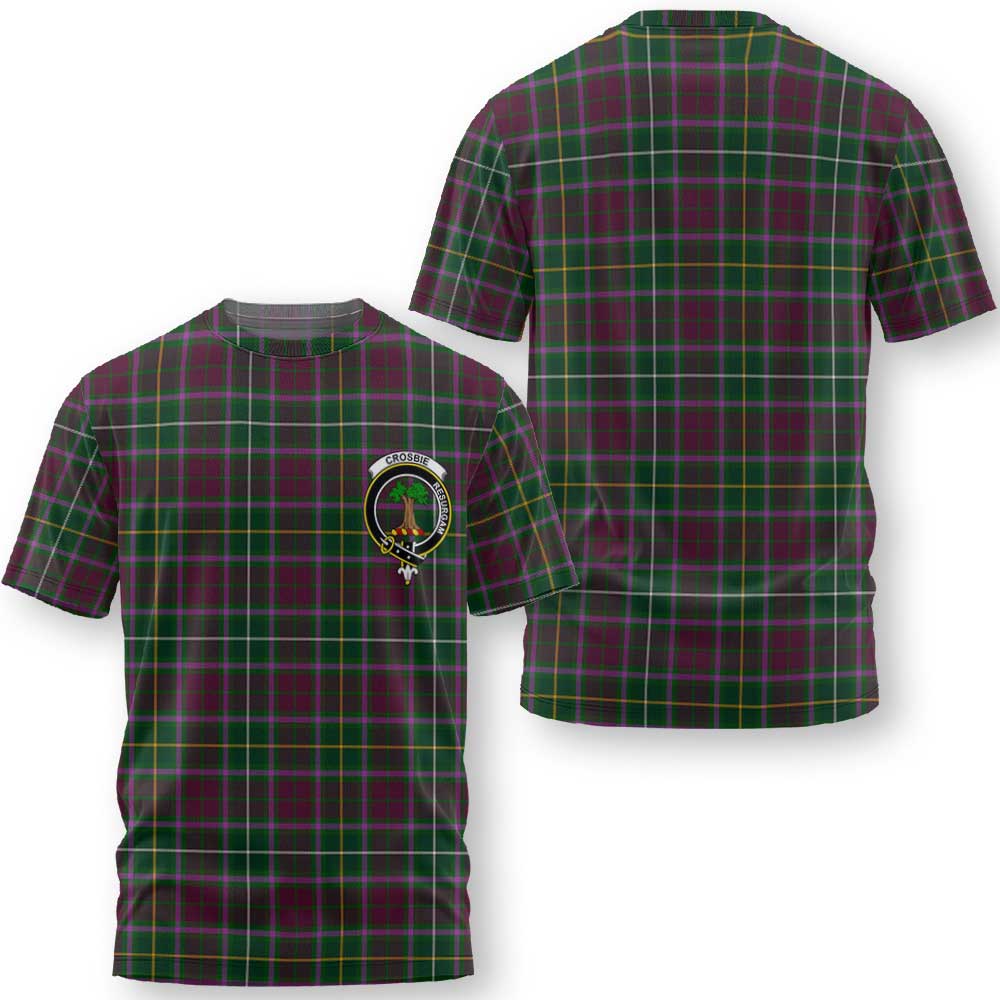 Clan Crosbie Tartan Men T Shirt Crest And Plaid Basic Style