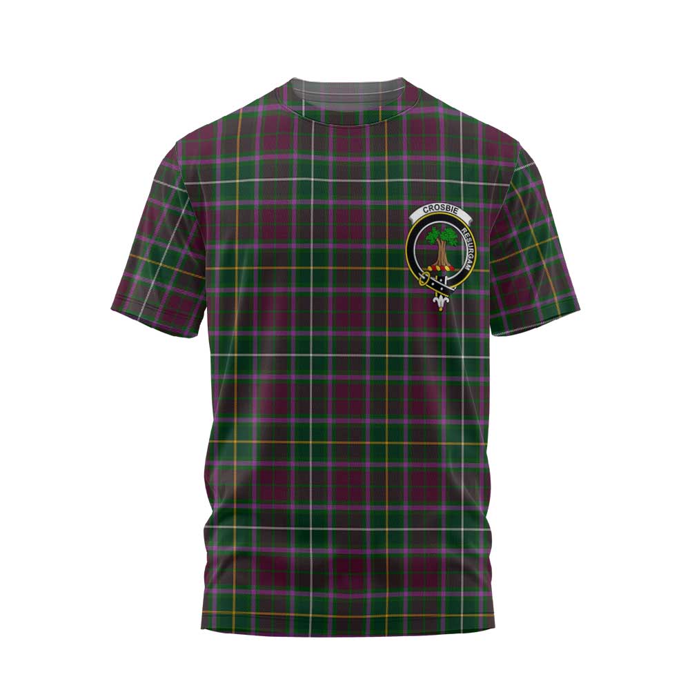 Clan Crosbie Tartan Men T Shirt Crest And Plaid Basic Style